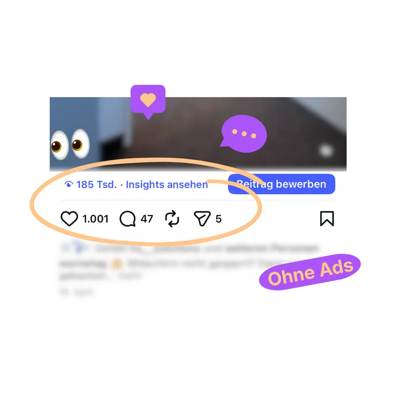 Instagram-Beitrag mit 185 Tsd. Aufrufen und 1.001 Likes, ohne Werbeanzeigen